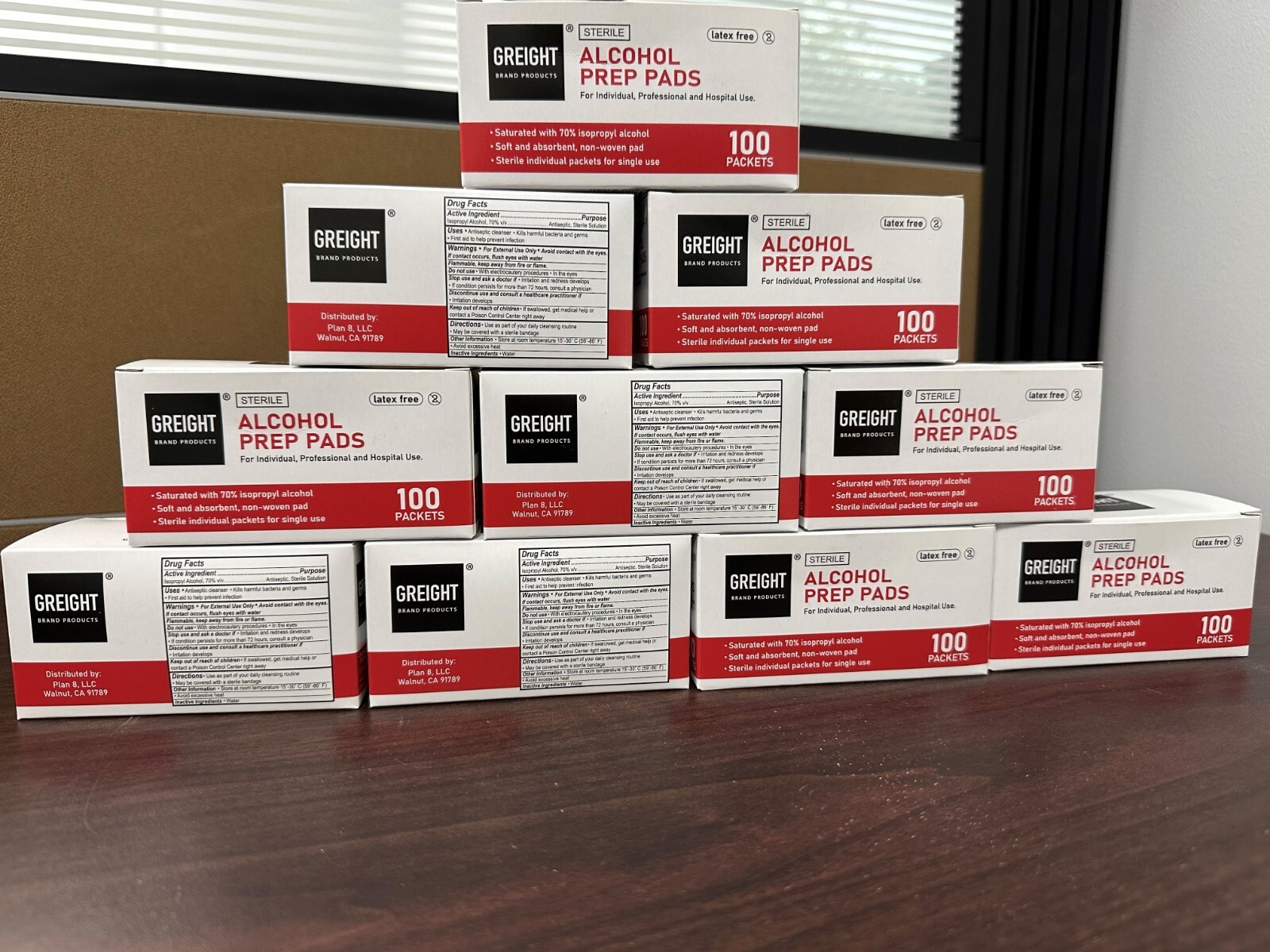 GREIGHT- ALCOHOL PREP PADS ** LOT OF 10 PK - 100 PAD EACH**