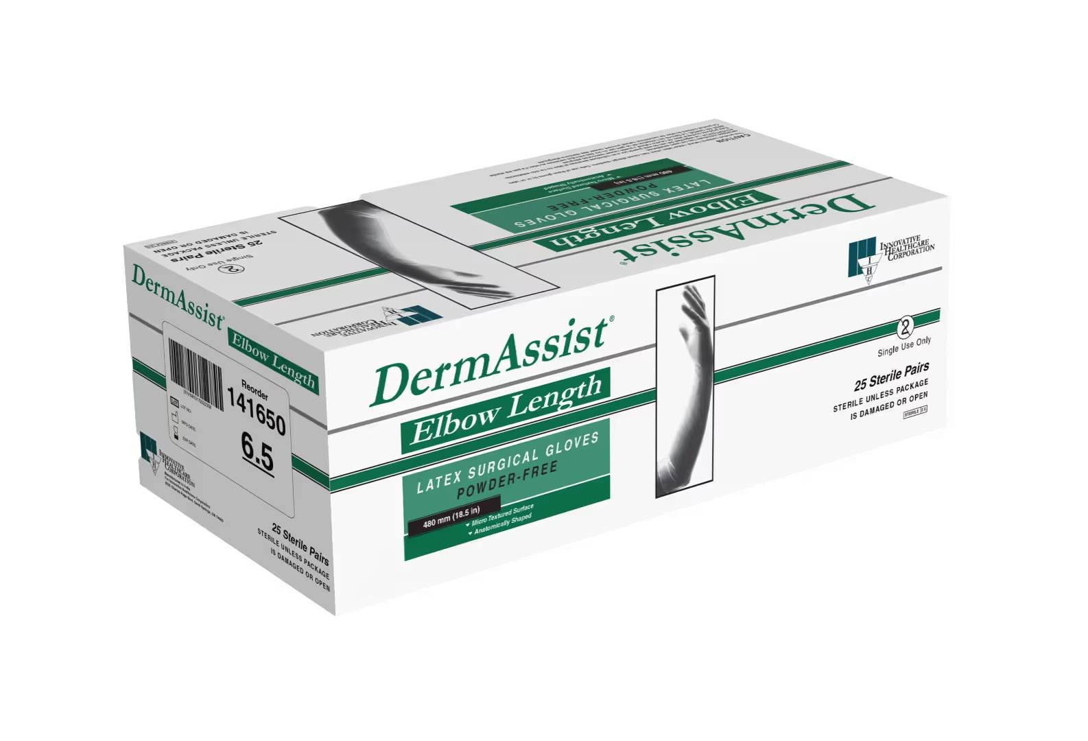 Innovative Healthcare 141650 Latex Gloves #6.5 Sterile Textured Elbow Length 25p