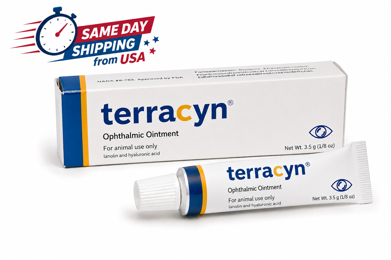 Terracyn Eye Ointment for Cats and Dogs, Horses, Birds, Sheep-1 TUBE