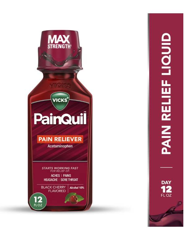 PainQuil Pain Relief Liquid, Acetaminophen Pain Reliever for Adults, 12 Fl oz